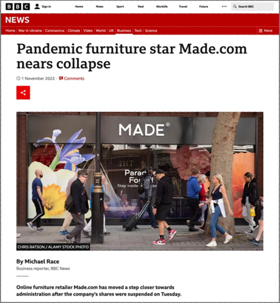 MADE.com nears collapse