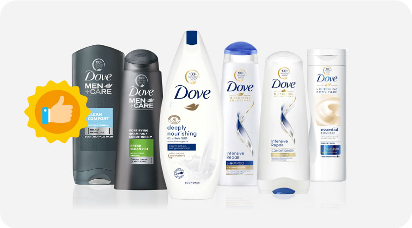 Decrease the use of virgin plastic, Dove products