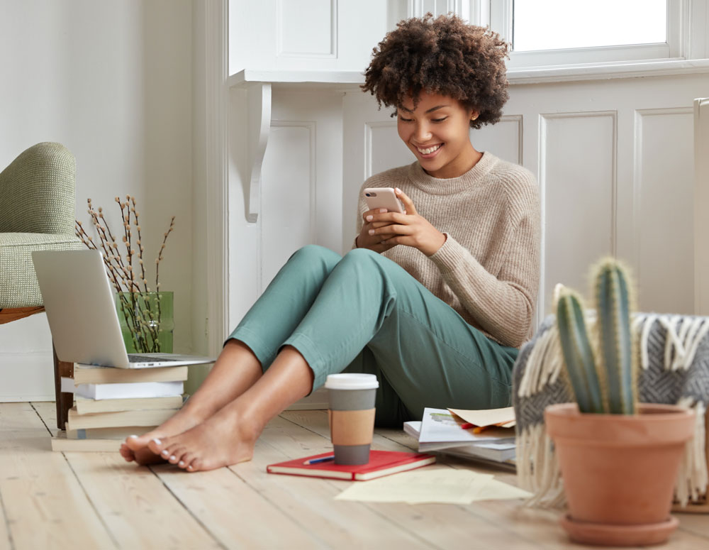 Woman using social media